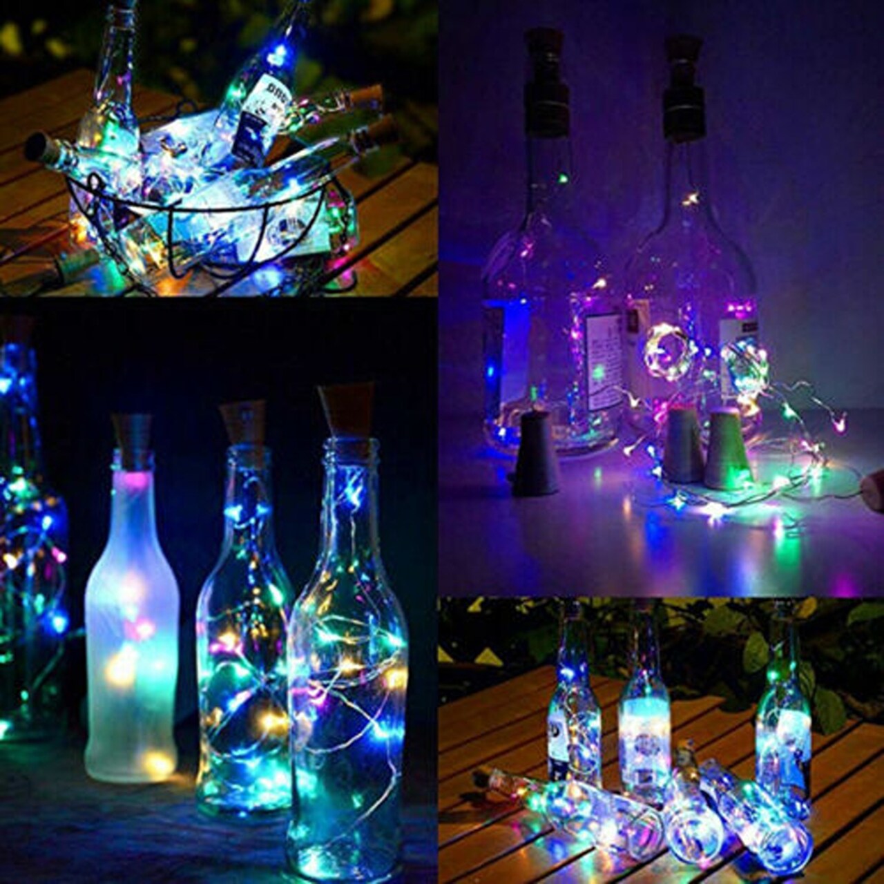 2m Battery Operated Wine Bottle Cork Fairy String Lights 4pcs